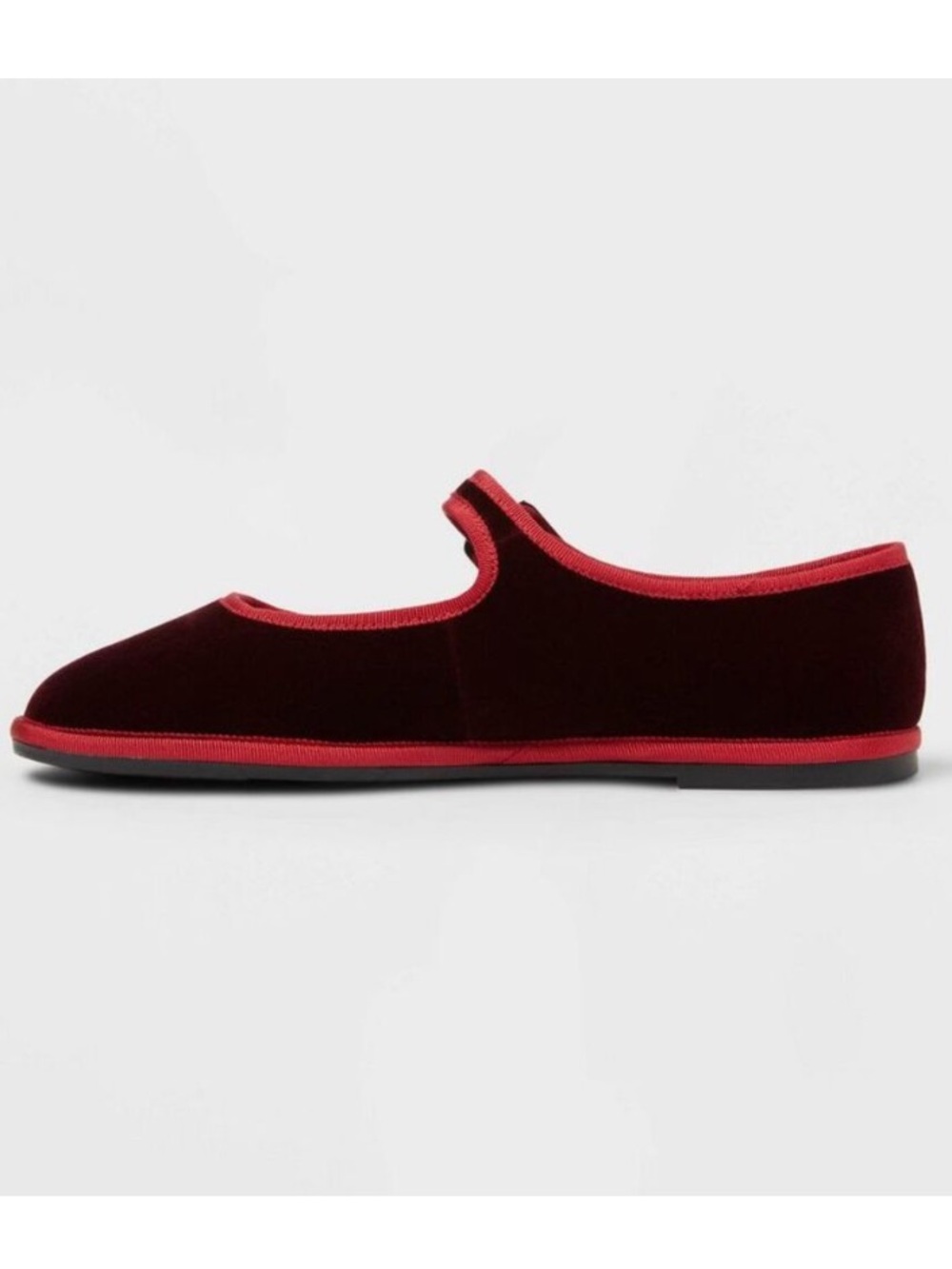TARGET x Universal Thread Halston Velvet Maroon Mary Jane Ballet Flats [Size 6] - Picture 3 of 4